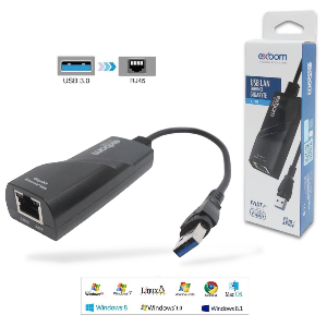 ADAPTADOR REDE USB ETHERNET 3.0 RJ45 10/100/1000MBPS EXBOM UL-1200