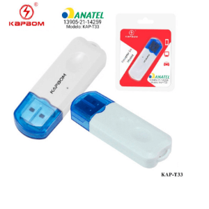 ADAPTADOR BLUETOOTH USB TRANSMISSOR AUDIO USB PENDRIVE BUFFER KAP-T33 KAPBOM