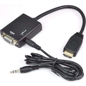 ADAPTADOR CABO CONVERSOR HDMI PARA VGA FEMEA C/ AUDIO REF 100