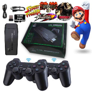 GAME RETRO 4K 2.4G GAME STICK 10.000 JOGOS 2 CONTROLES SEM FIO