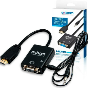ADAPTADOR CABO CONVERSOR HDMI PARA VGA FEMEA C/ AUDIO P2 CC-HVA100 EXBOM