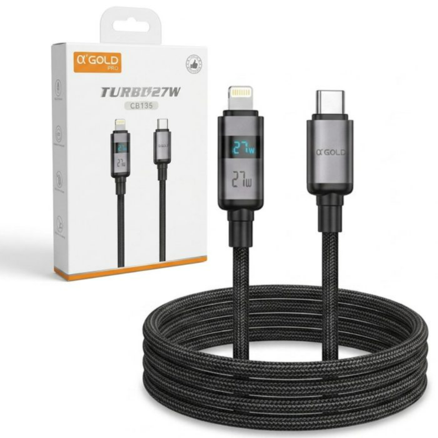 CABO DE DADOS IPHONE X TIPO-C TURBO 27W 1M CB135 A'GOLD