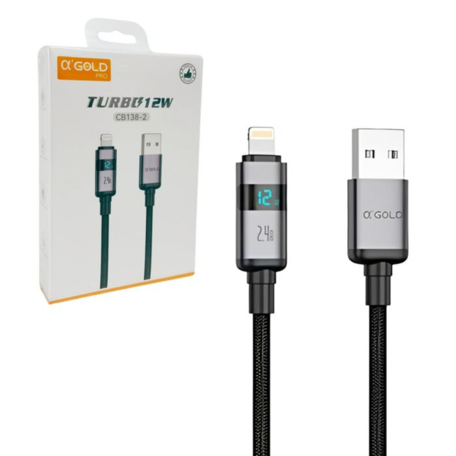 CABO DE DADOS USB X IPHONE REFORCADO 2.4A 12W TURBO 1M CB138-2 A'GOLD